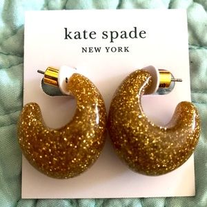 Kate spade gold glitter hoop earrings
